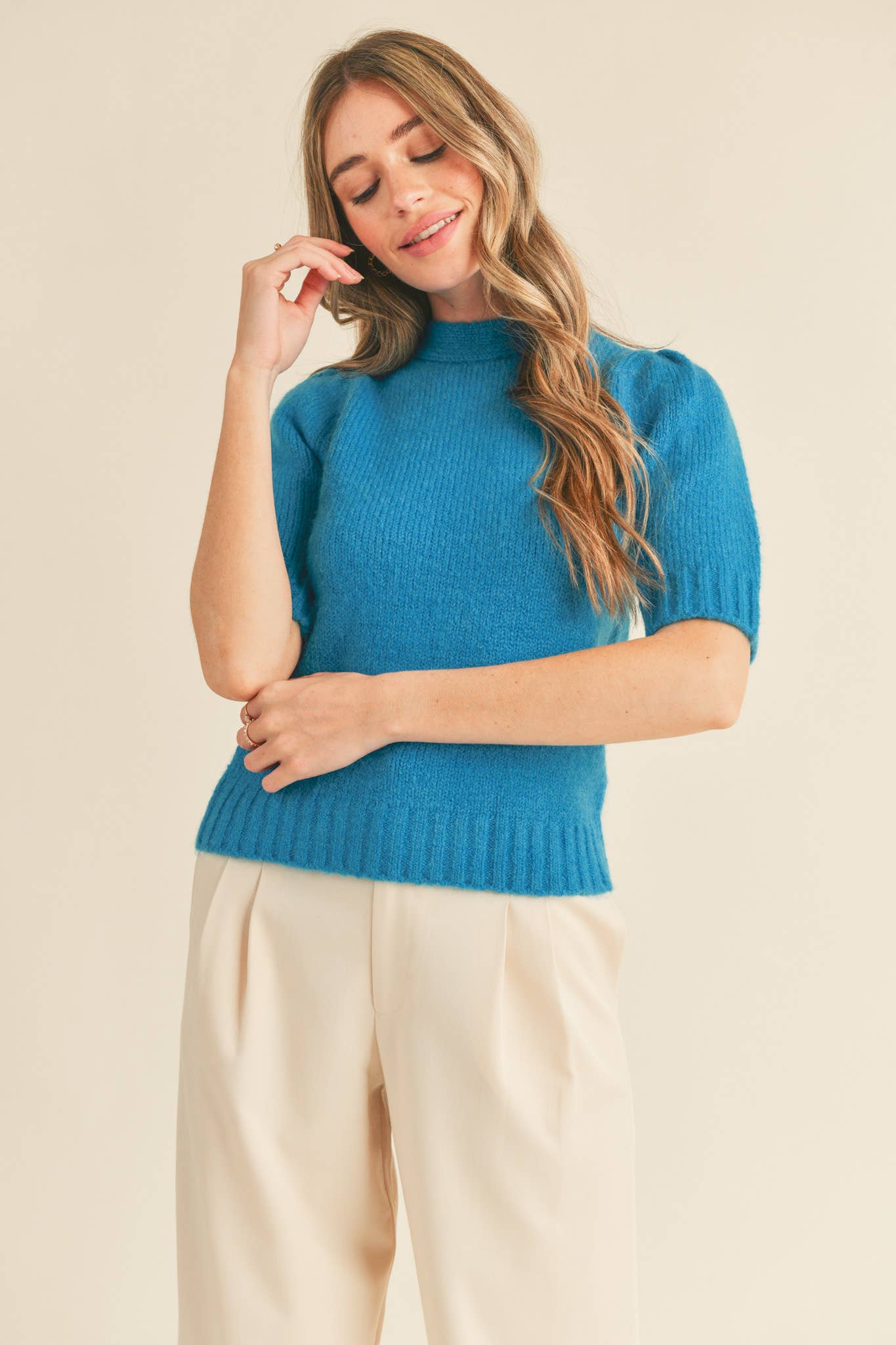 &MERCI - Wholesale Knit Sweater - Women's - MOCK NECK TIE BACK SWEATER MSW102941