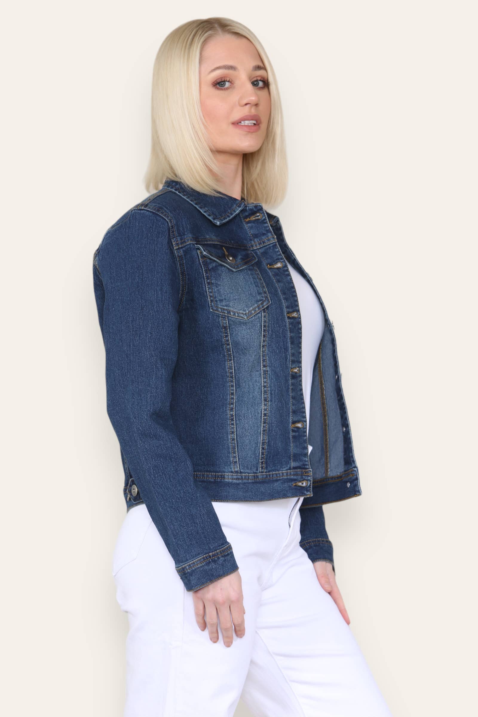 Kurt Muller – wholesale Denim jacket – Women's – Kurt Muller Mid Denim  Cotton Stretch Jacket2