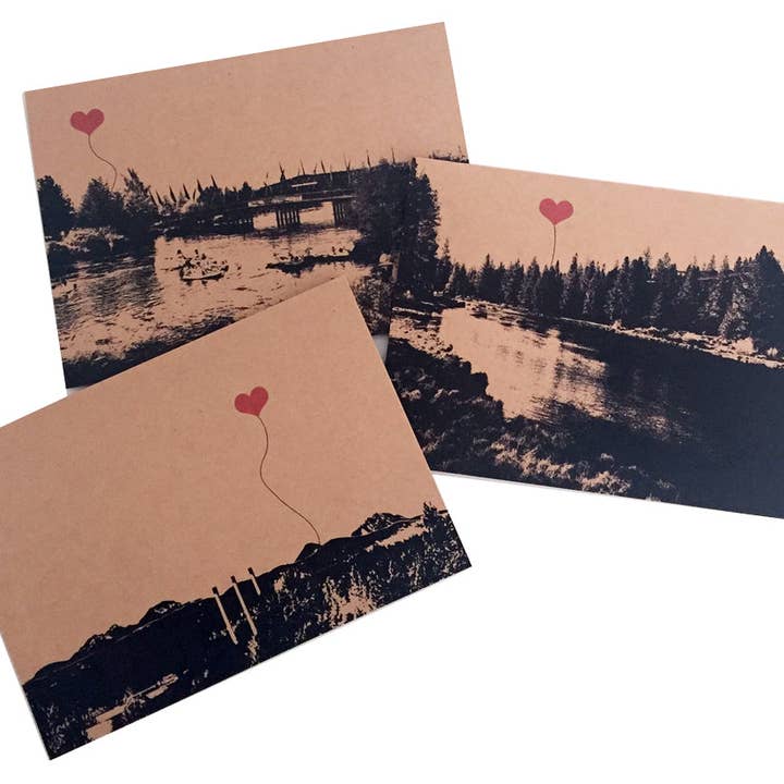 Bend, Oregon set of 3 Assorted Kraft Note Cards, blank inside for wholesale by noteify