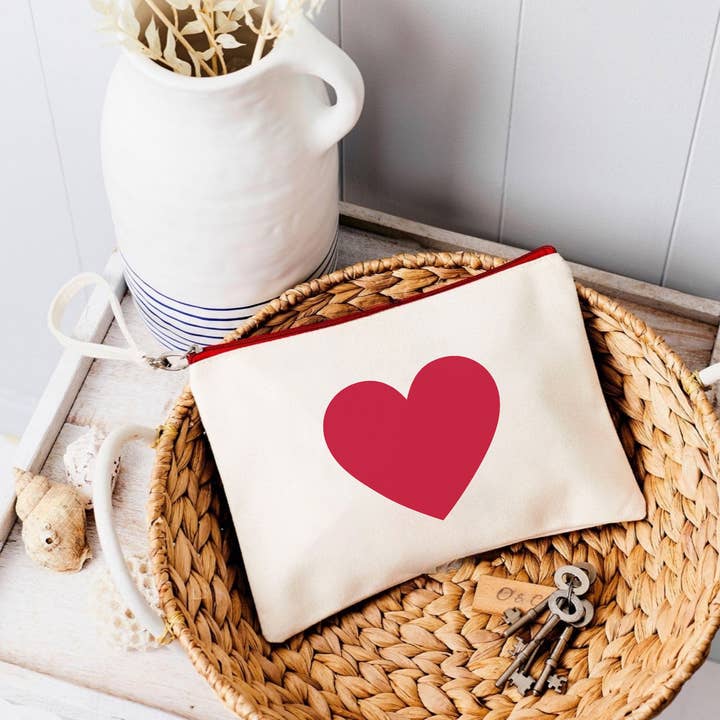 Heart Canvas Pouch for wholesale by Tillyanna