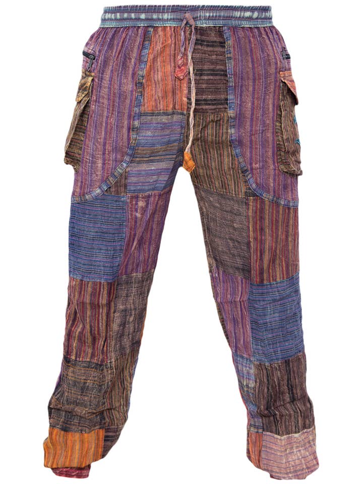Gheri - Wholesale Pants - Unisex - Peace Patchwork Elastic Waist Gypsy Hippie Trousers2