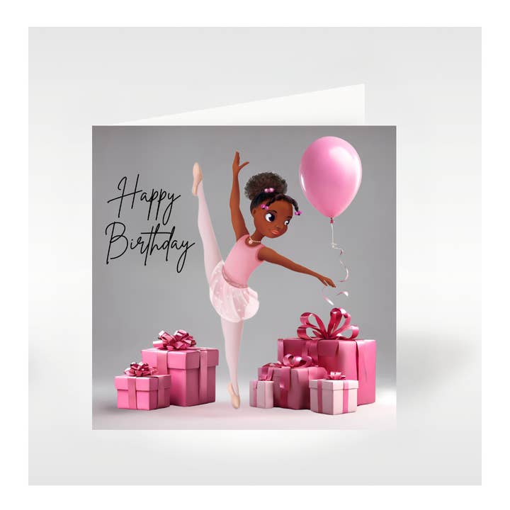 Tarjeta de cumpleaños Nia Ballerina | Tarjetas de felicitación negras | Regalos para venta al por mayor de Nia Ballerina