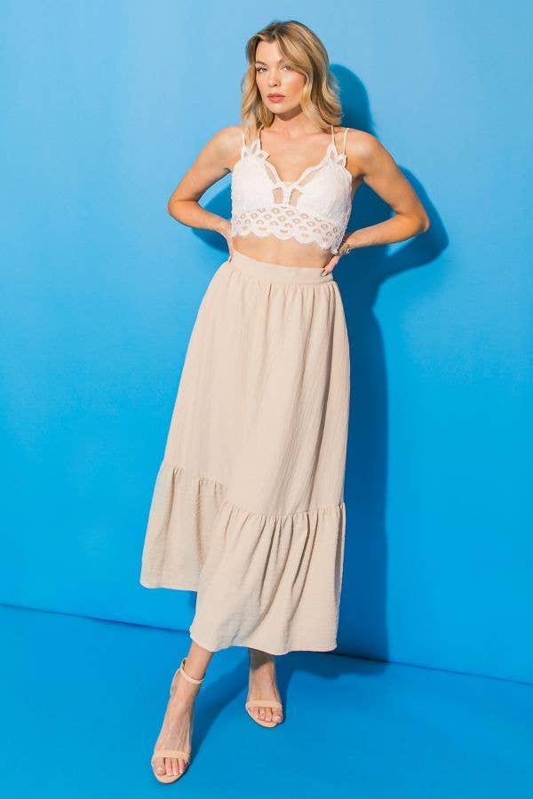 ワンピース GIORGIO ARMANI Women Mid Skirts GW001318 TE10814 8048 Beige Giorgio Armani Silk Twill Pleated Maxi Skirt | Saks Fifth Avenue