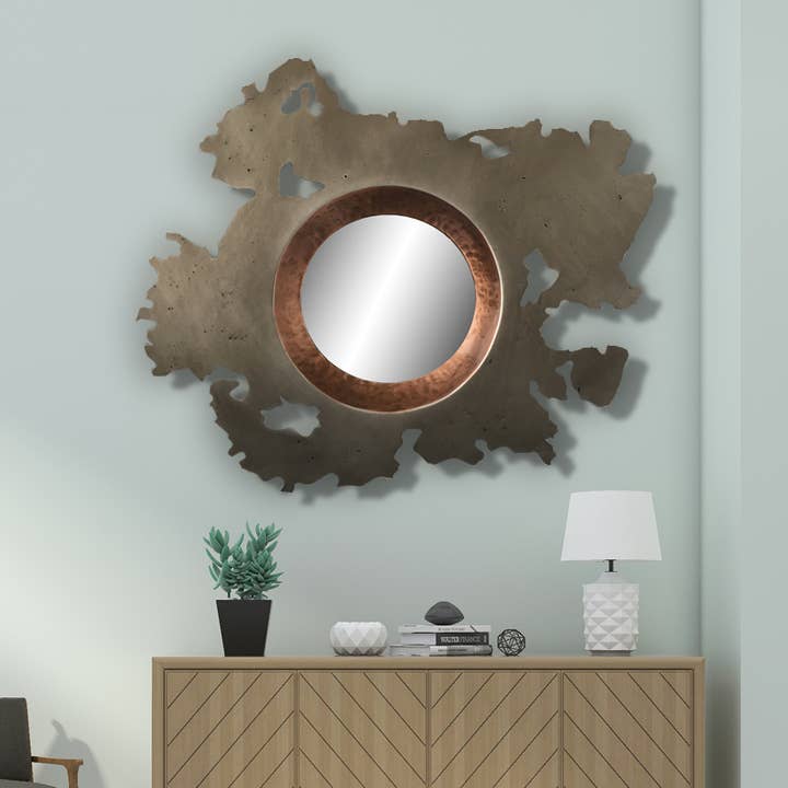 Wall Mirror - Decorative Metal Wall Mirror MR7202 for wholesale by Peterson Housewares & Artwares