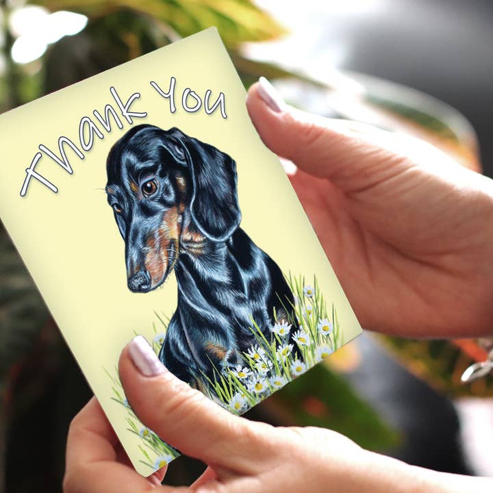 Biglietto di ringraziamento per cani - Bassotto per la vendita all'ingrosso da parte di Irisha's Card Art