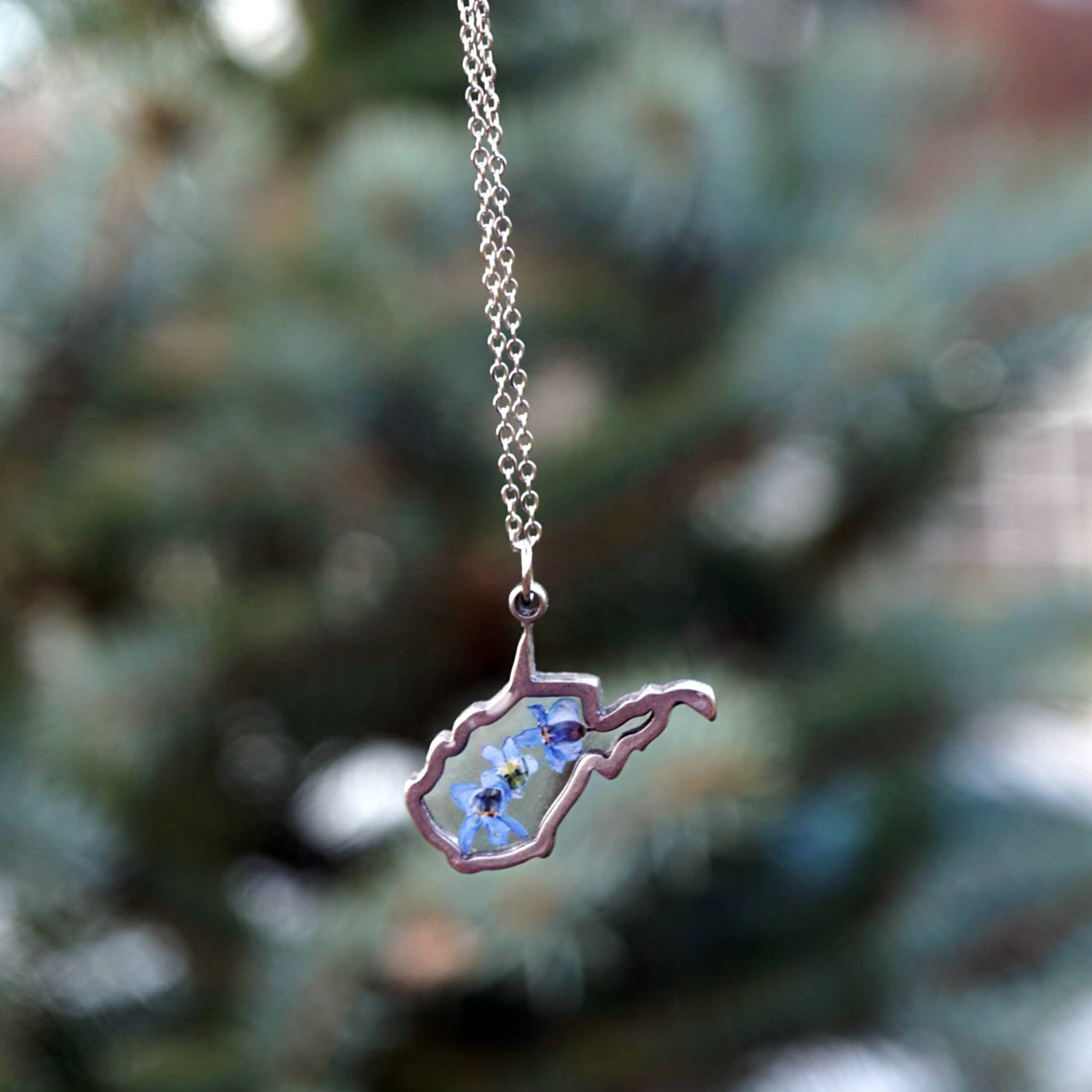 The Pretty Pickle - Wholesale Pendant/Charm Necklace - Small West Virginia Botanical Necklace9