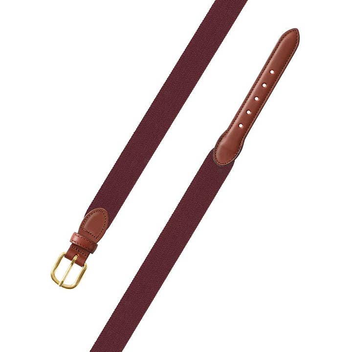 Burgundy Belgian Stretch Leather Tab Belt for wholesale by Barrons-Hunter