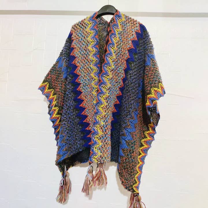 Rosa Clothing - Wholesale Kimono - Women's - Western Colorful Pop stripe Crochet Cardigan kimono shawl19
