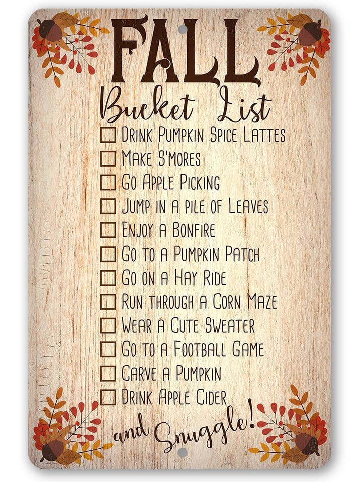 Fall Bucket List - Metal Sign for wholesale by Lone Star Art Metal Signs
