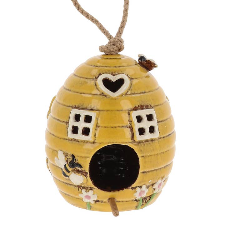 Village Pottery Beehive Yellow Bird House for wholesale by Joe Davies