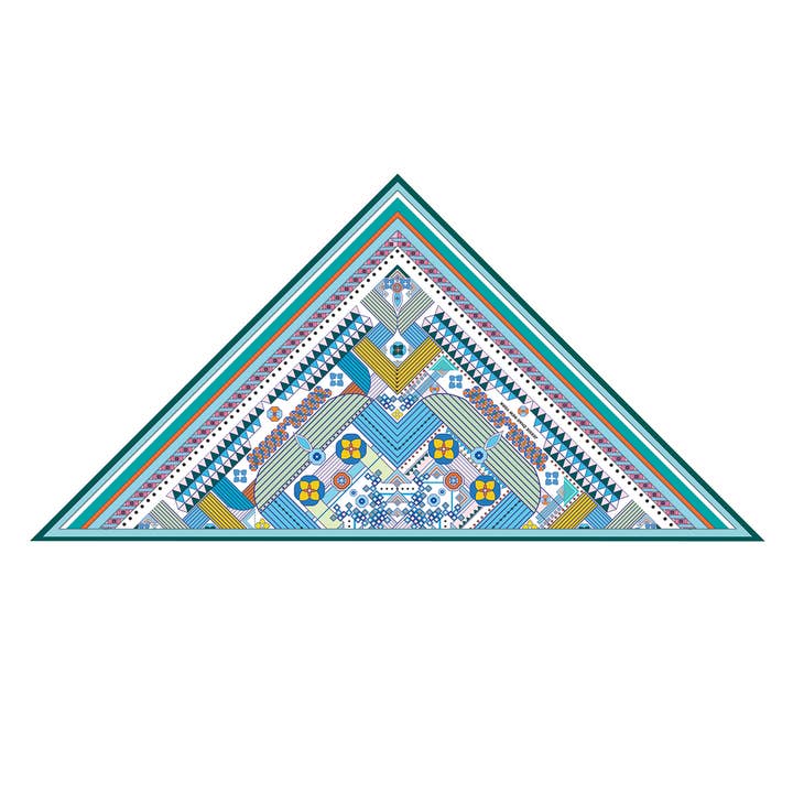 Double Sided Wool Silk Triangle Scarf Of Shapes Reconstructi for wholesale by Jessie Zhao New York