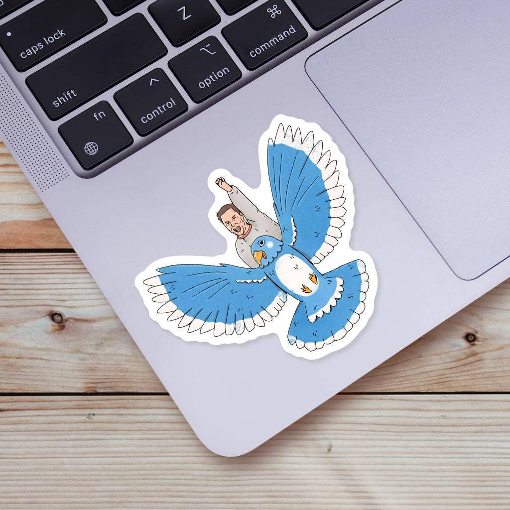 Big Moods - Wholesale Sticker - Elon Buys Twitter Riding Meme Sticker0