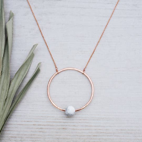 Solo Necklace-Rose Gold/Howlite for wholesale by Glee Jewelry