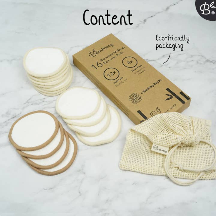 Bamboozy x Cosmeau - Wholesale Cotton Pad - 16x White Reusable Cotton Pads 3-layers8