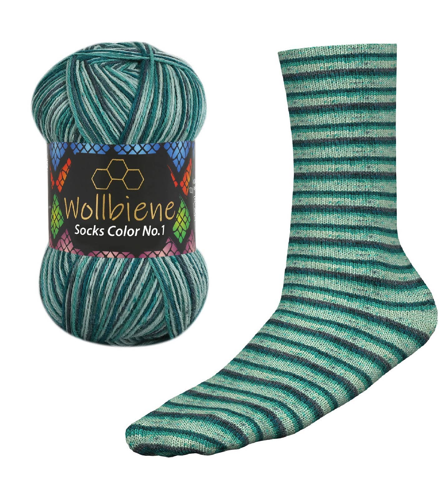 Wollbiene - Venta al por mayor Hilos - Hilo para calcetines Wool Bee Socks Color, 100 g, grosor 4 hebras13