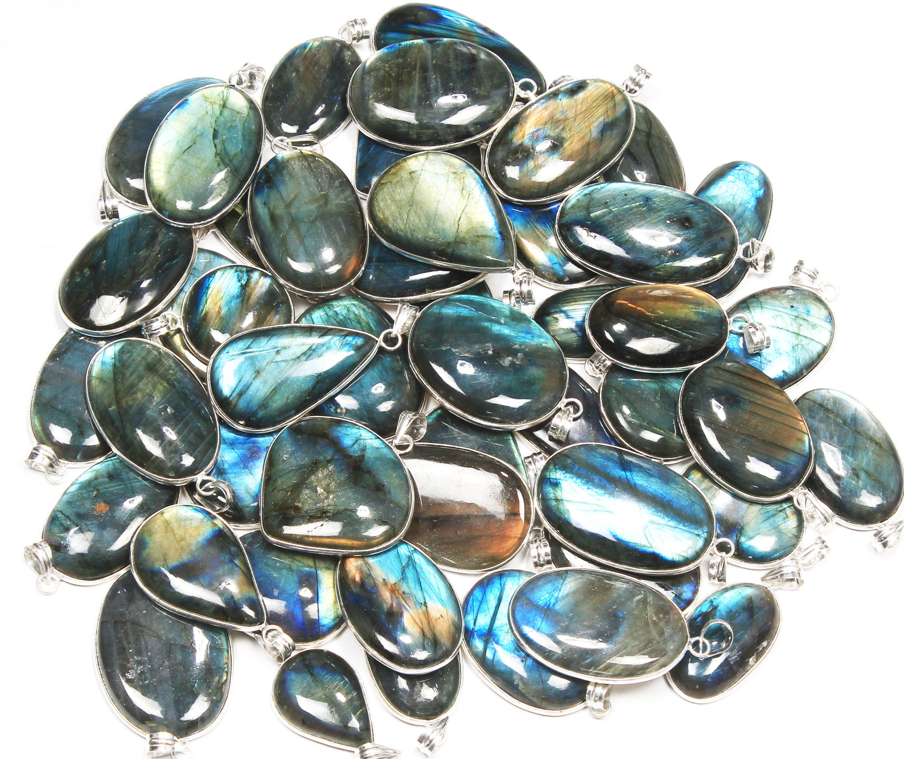 Handmade Jewels - Wholesale Individual Charm/Pendant - Labradorite Minimalist Pendants -  Handmade, Silver-Plated Brass, Wholesale6