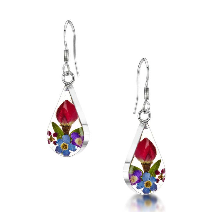 Orecchino a Goccia in Argento - Fiore Misto - Goccia. per la vendita all'ingrosso da parte di Shrieking Violet
