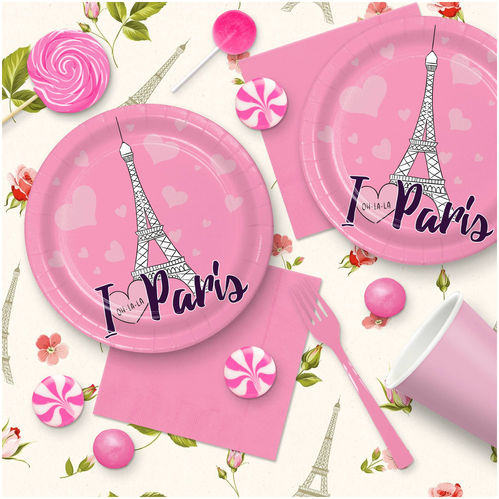 Home & Hoopla - Wholesale Disposable Plate - Paris Theme Party Dessert Plate (16ct)4