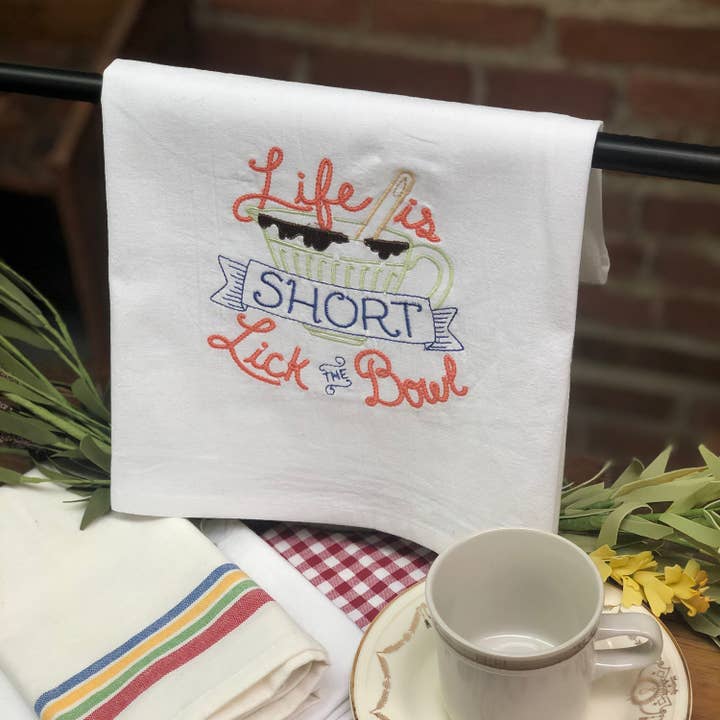 Colonial Patterns, Inc. - Wholesale Tea Towel - Aunt Martha's® Dirty Laundry Tea Towel - Life Is Short