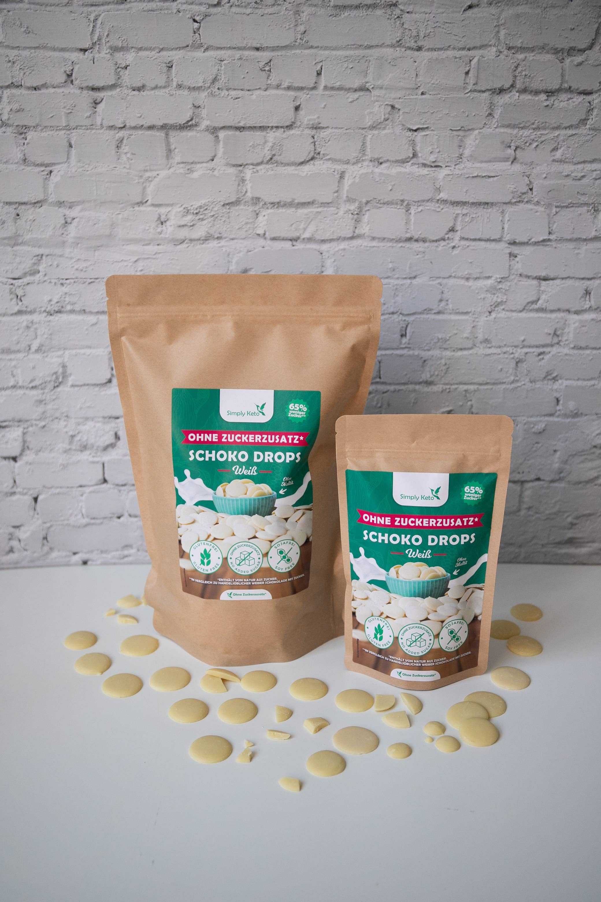 Simply Keto - Wholesale Chocolate Covered Sweets - White chocolate drops 30% cocoa | 750g1