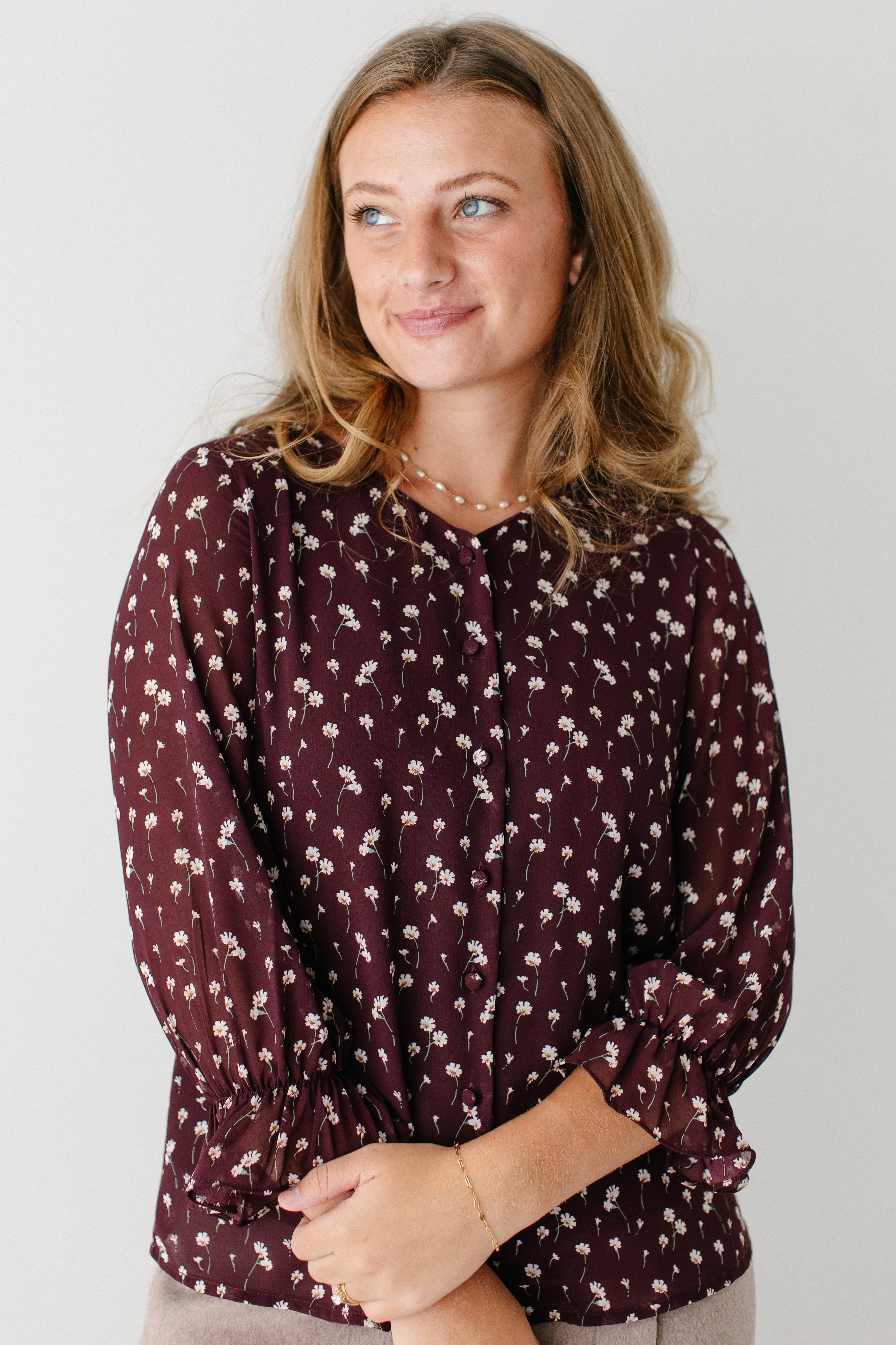 Vino Blusa floreale a maniche 3/4 'Clarissa' in vendita all'ingrosso su Faire3