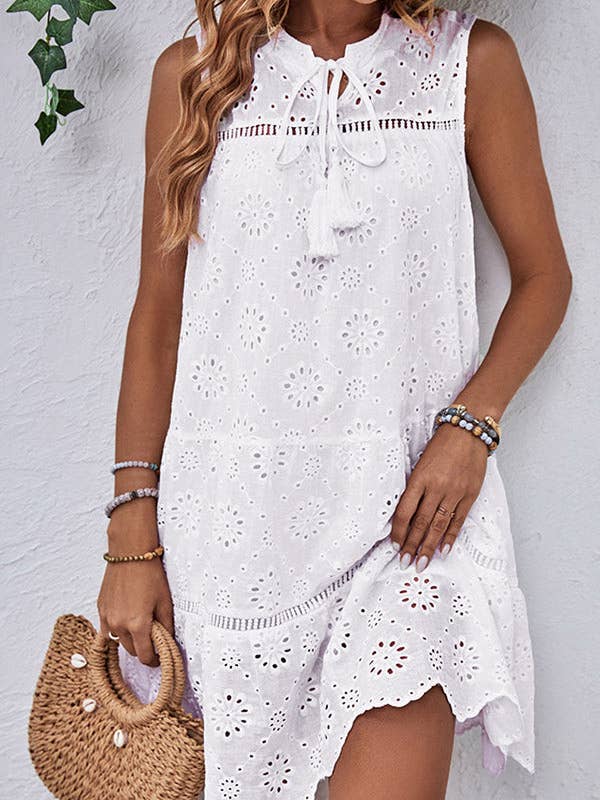 D2403BFZY91134 - MINI-ROBE EN DENTELLE BLANCHE ESCAPING SHADOWS pour la vente par ESLEY