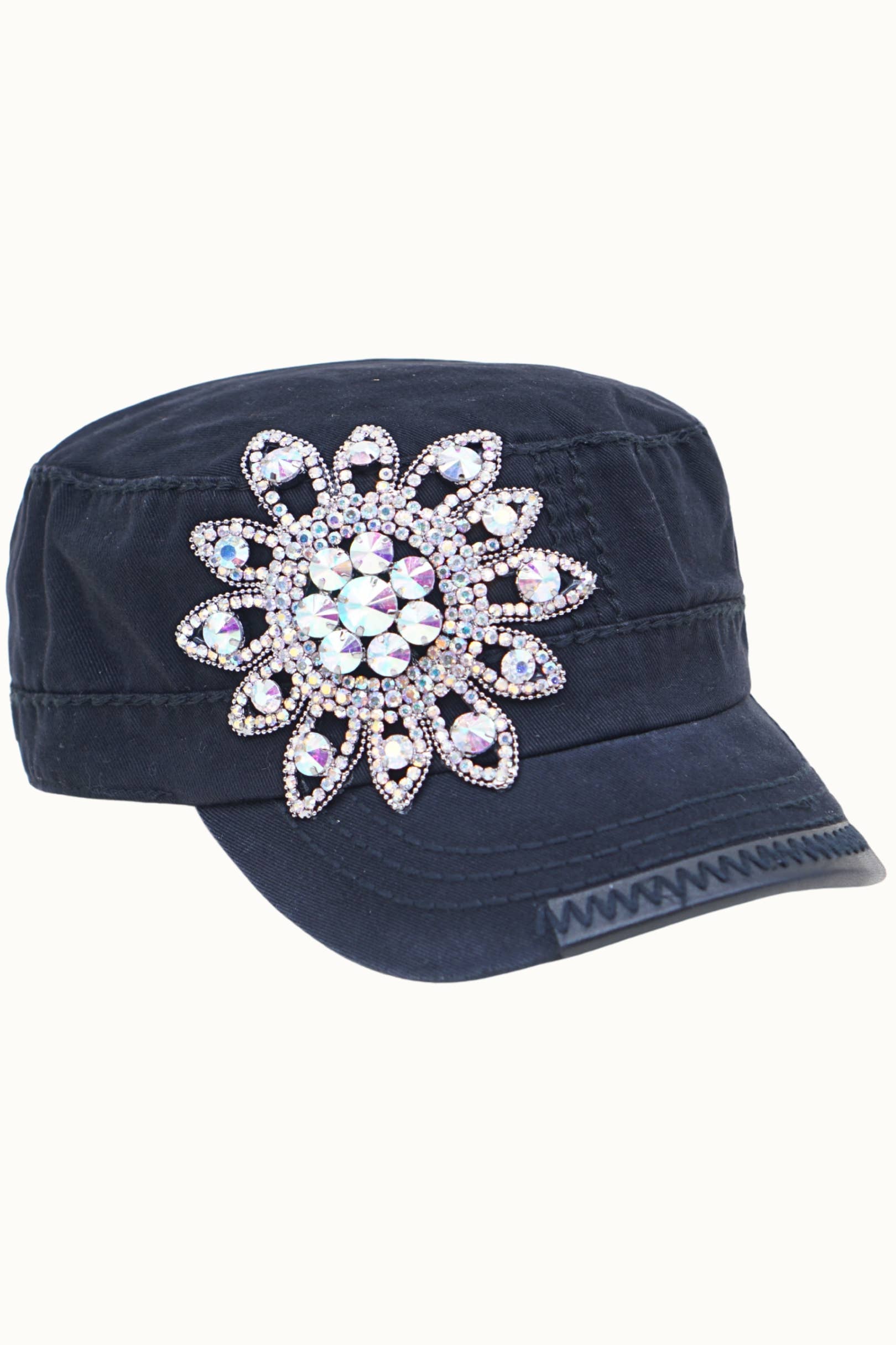 Olive & Pique - Wholesale Baseball Cap - Women's - Sunflower Bejeweled Glitz Cadet Cap, Adjustable