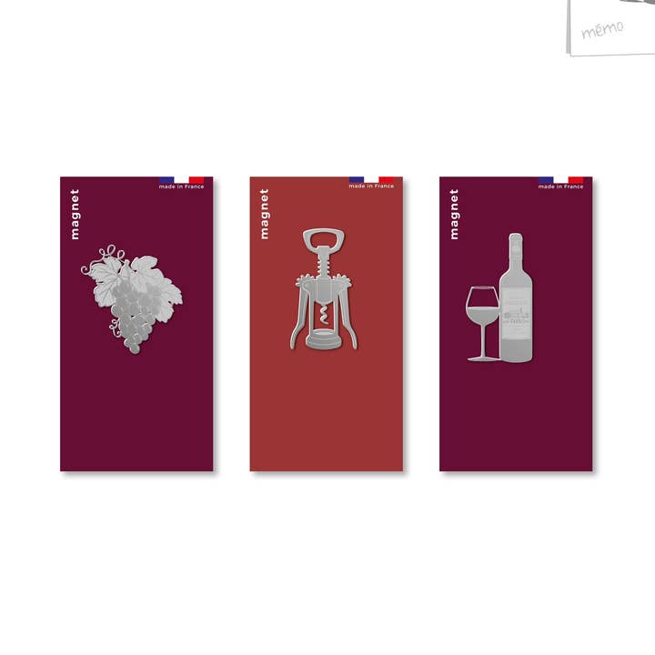 Set med 9 metallmagneter - Bordeaux och vinvärlden för wholesale av tout simplement