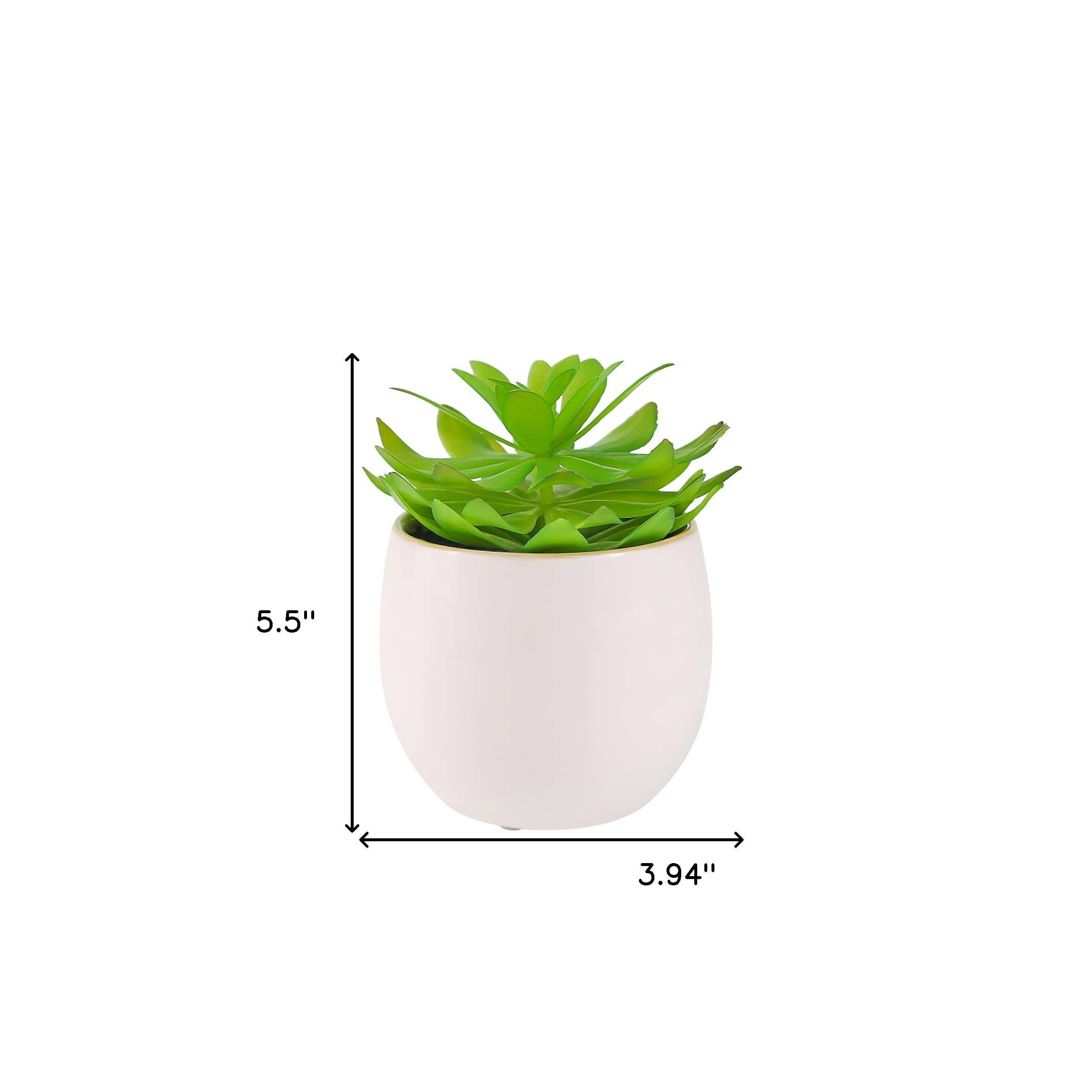 HomeRoots – wholesale Artificial plant – 4" Green Artificial Succulent Plant In Oval White Planter2