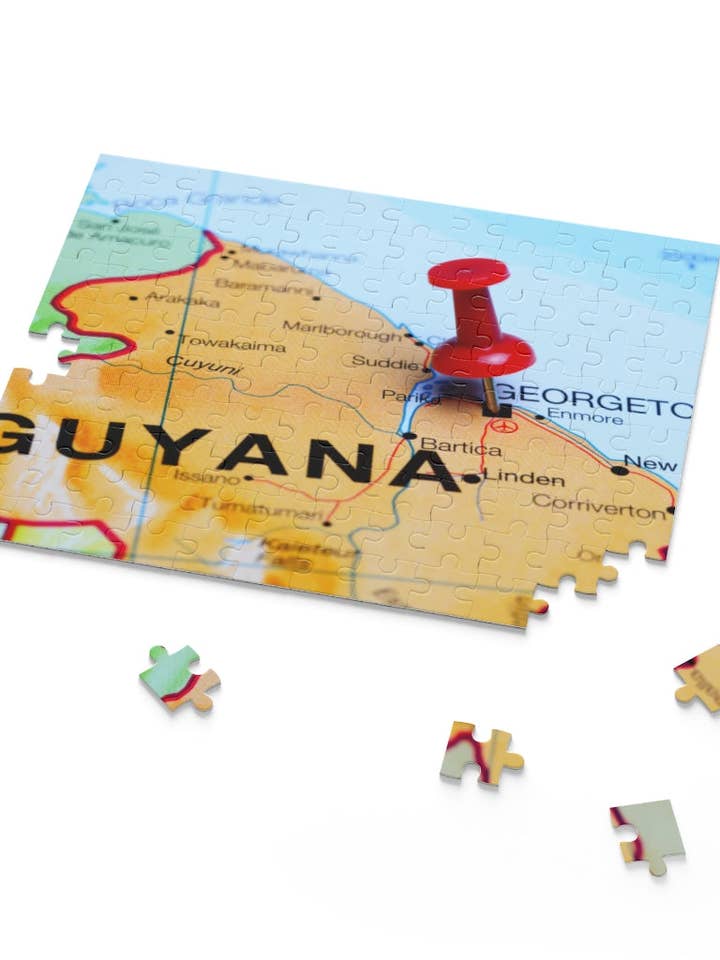 Georgetown Guyana Pinned Map Puzzle (120, 252, 500-Piece) for wholesale by Guyanese Swag