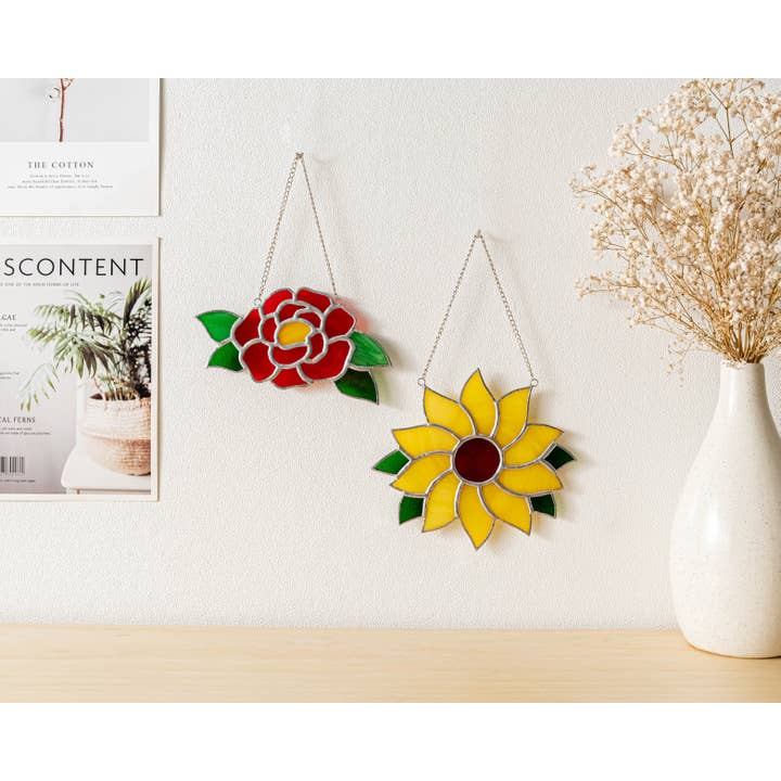 MondoBellissimo - Wholesale Zonnevanger - Gebrandschilderd glas in lood Sunflower Suncatcher F539