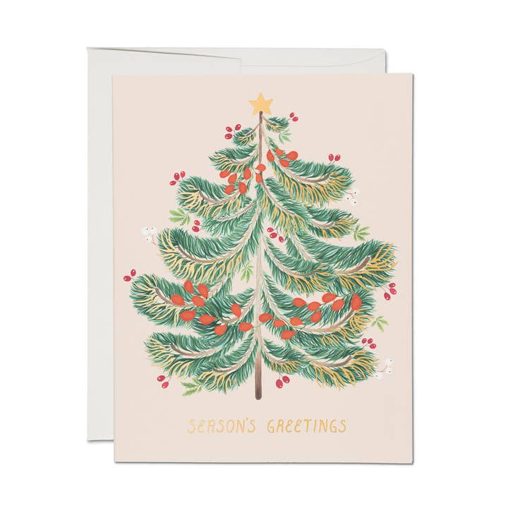 Festliche Evergreen-Weihnachts-Grußkarte für den Großhandel von Red Cap Cards