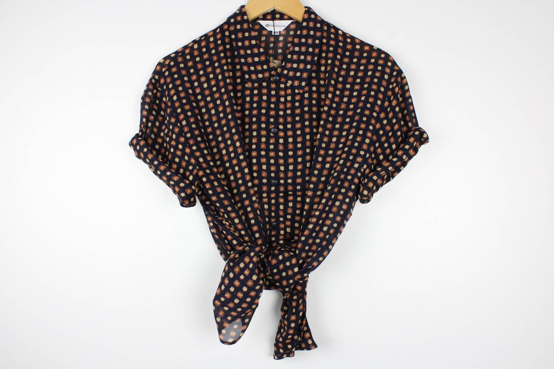 Sun's Out! - Wholesale Button Down Shirt - Women's - Vintage Short-Sleeve Button Up Blouse - Original Length21