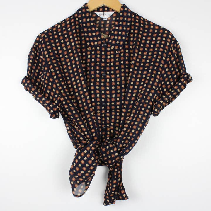 Sun's Out! - Wholesale Button Down Shirt - Women's - Vintage Short-Sleeve Button Up Blouse - Original Length21