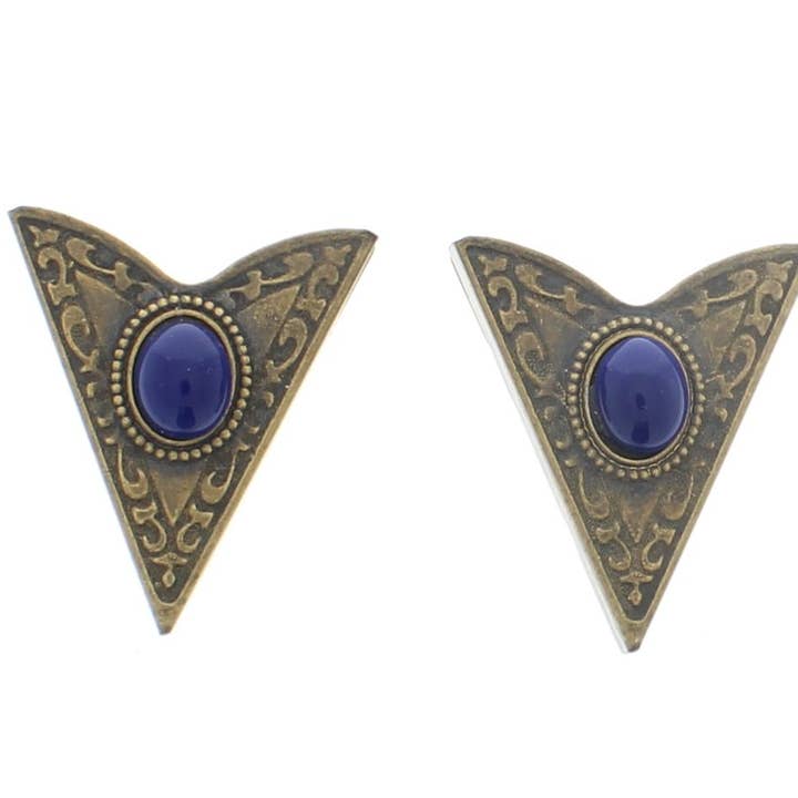 HHH Designs - Wholesale Lapel Pin/Button - Blue Stone Collar Tips