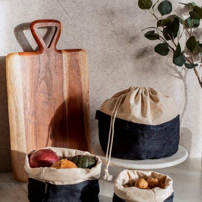 Bread bag - fruit basket L with drawstring jeans for wholesale by NUTS Innovations