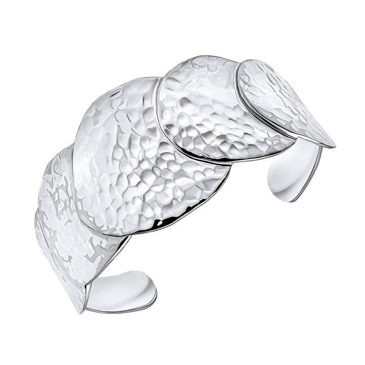 Hammered Disc Statement Cuff Bangle for wholesale by Gecko Jewellery