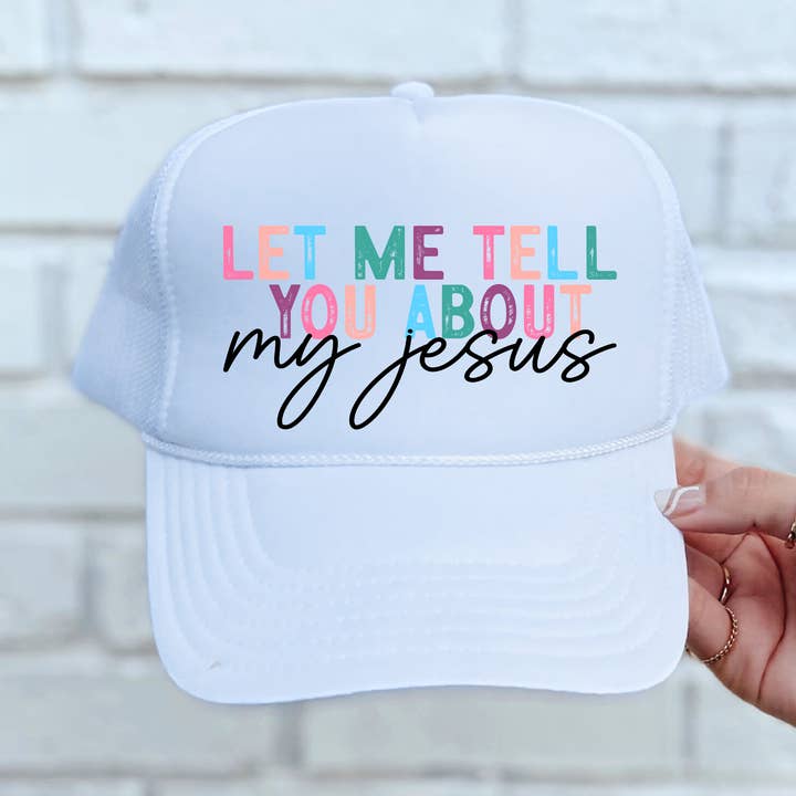 My Jesus DTF Printed White Trucker Hat for wholesale by Southern Attitude Designs Inc