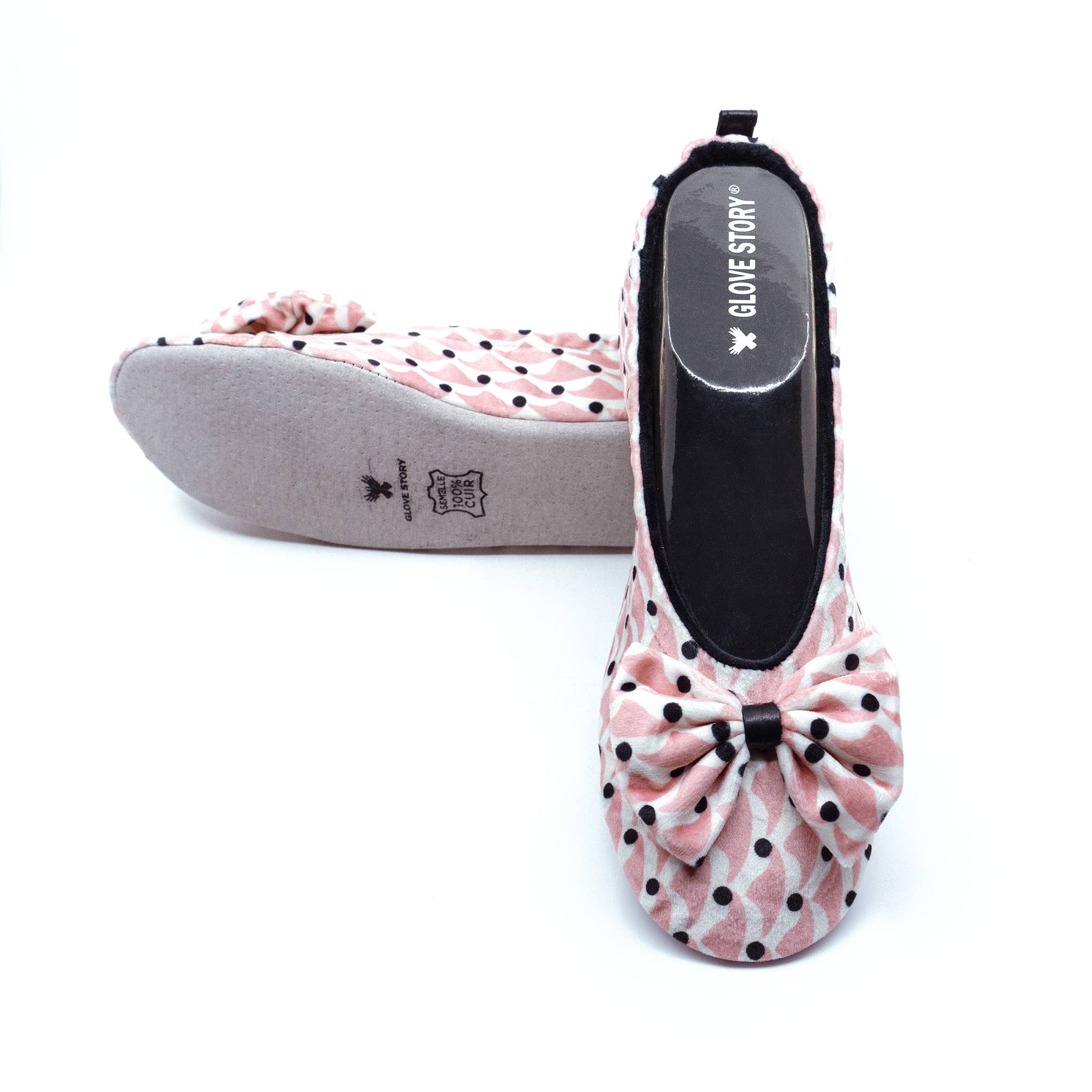 japanese Women's indoor ballerinas in printed velvet - CF0147 for wholesale on Faire3