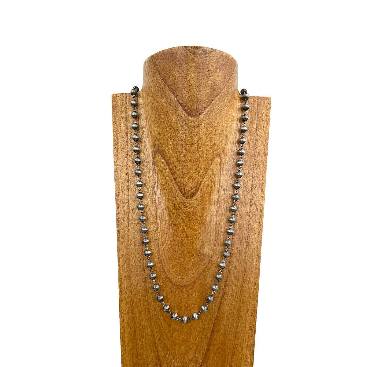 Western Elite Jewelry - Wholesale Beaded/Pearl Necklace - NKY250121-81 34 inches silver metal with Navajo pearl beads chain Necklace