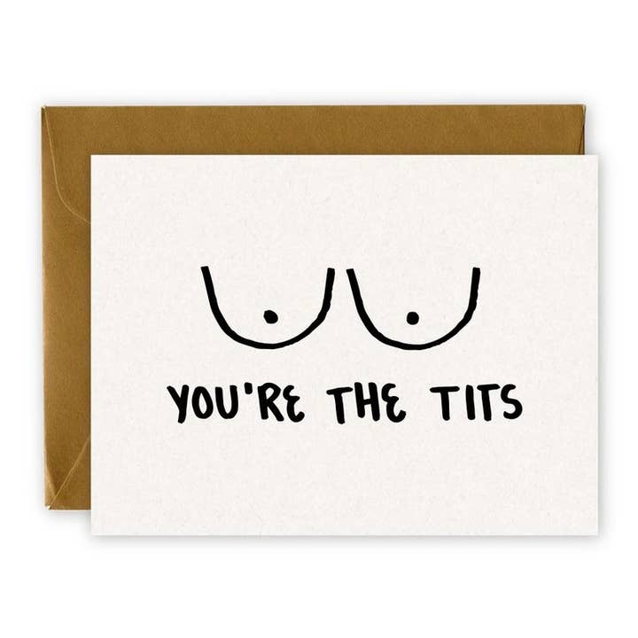 Du är tuttar A2 hälsningskort med kuvert för wholesale av RAD Stickers + Doodads