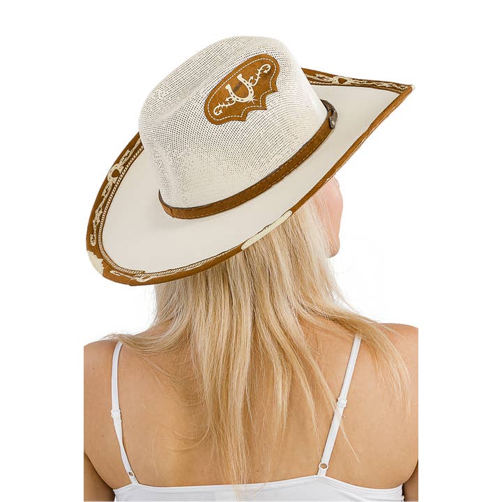 Cap Zone - Wholesale Cowboy Hat - Women's - Vented Ivory Base Faux Suede Trim Elite Cowboy Hat