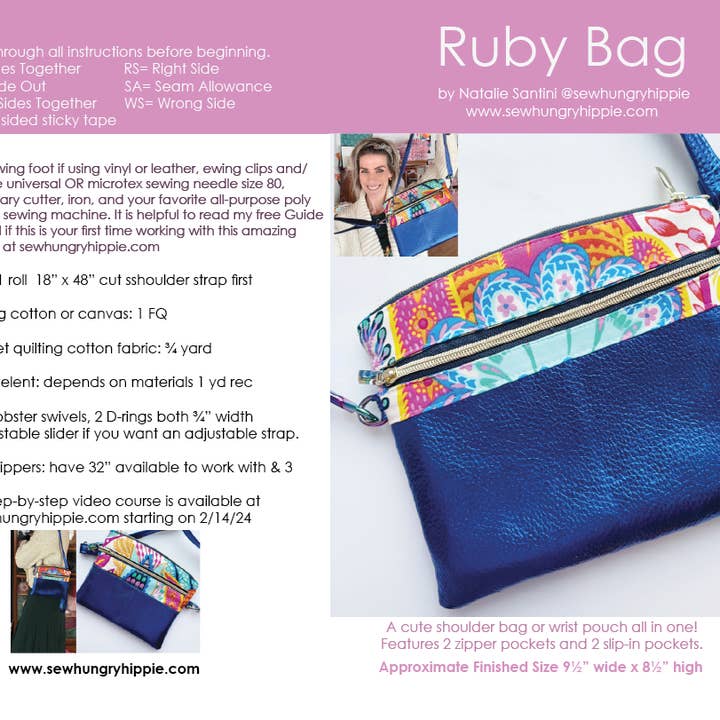 Ruby Bag sewing pattern for wholesale by Sew Hungryhippie LLC