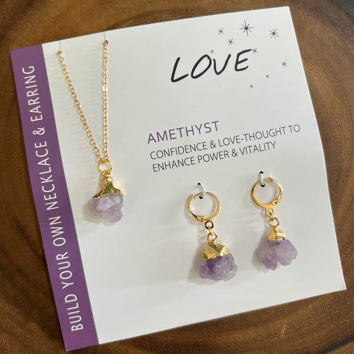 'Love' Gold Necklace & Earring Bundle for wholesale by Moon Child