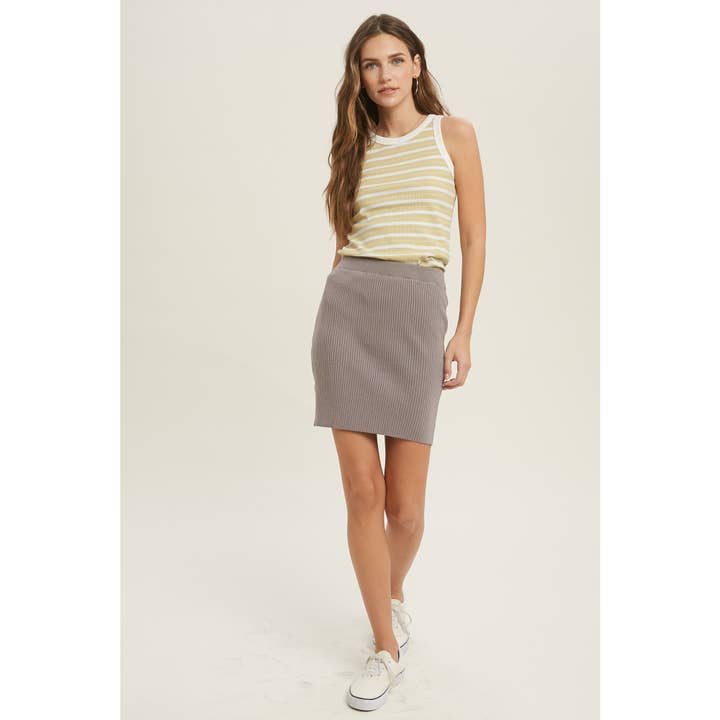 MIDNIGHT RIBBED SWEATER MINI SKIRT / WL21-6227 for wholesale on Faire