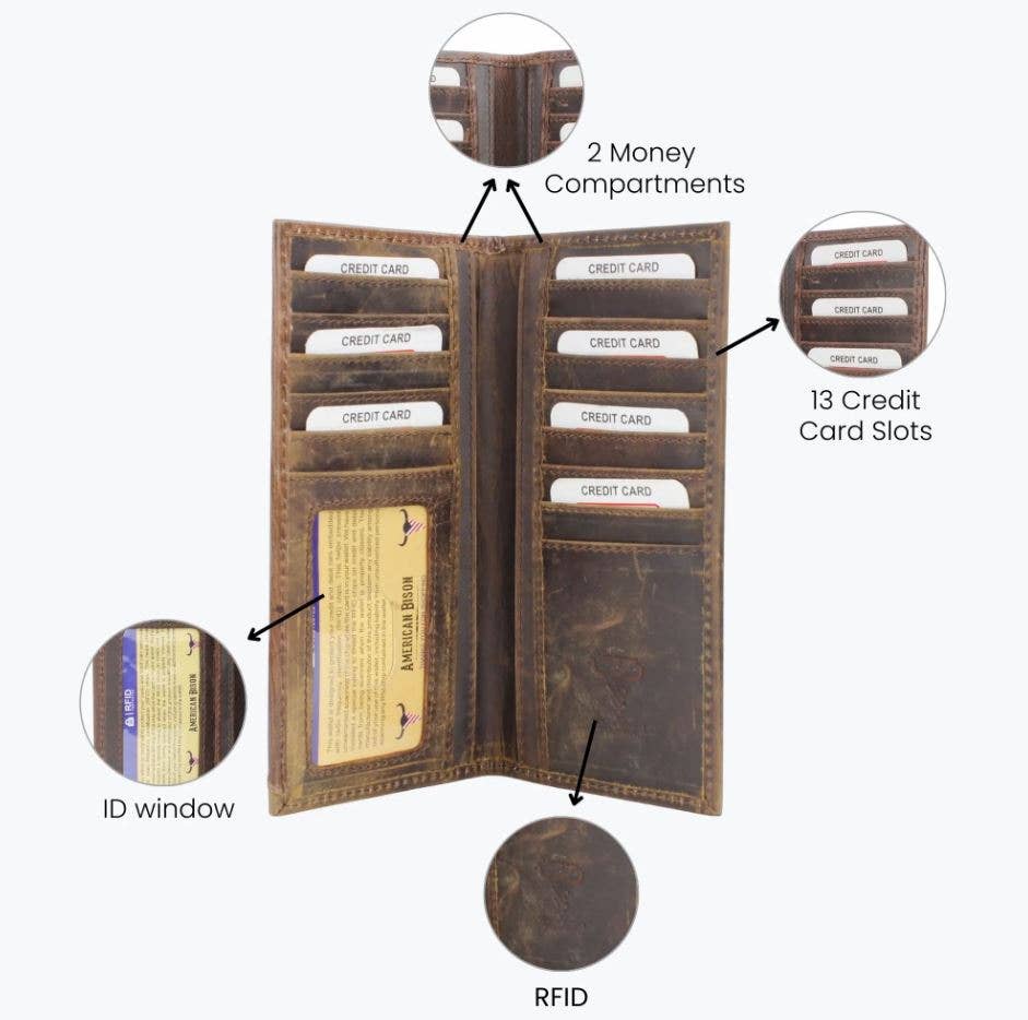 Leather Impressions Inc – Großhandel Brieftasche – Herren – Ölgezogenes, geprägtes Lederakzent-Rodeo-Portemonnaie ABW02718