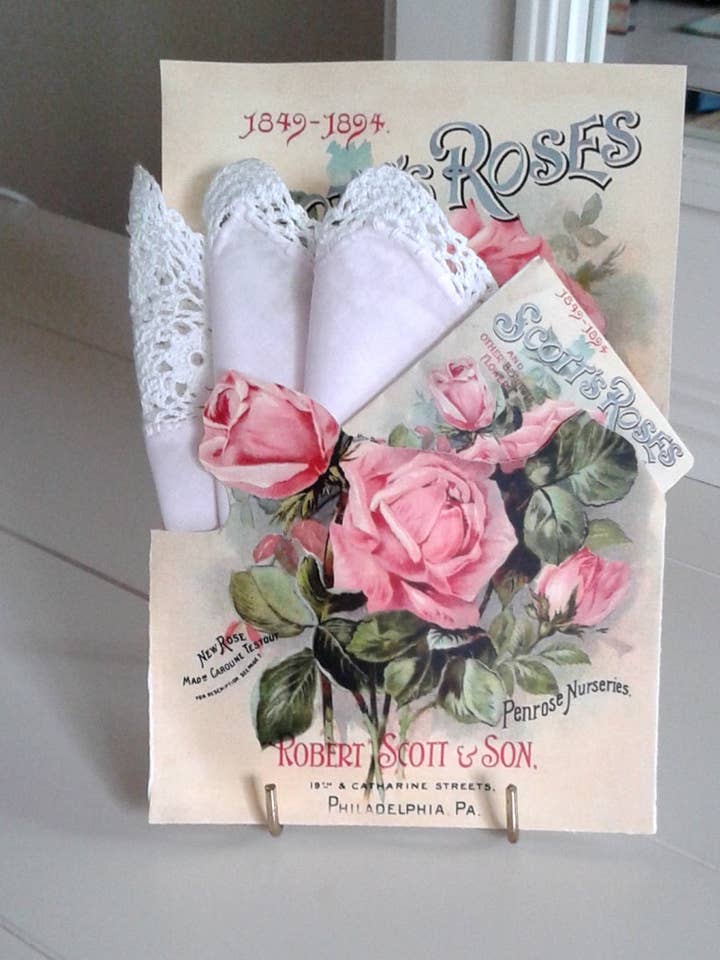 Scott's Roses Seed Packet Hankie Card for wholesale by MOMENTS IN THYME