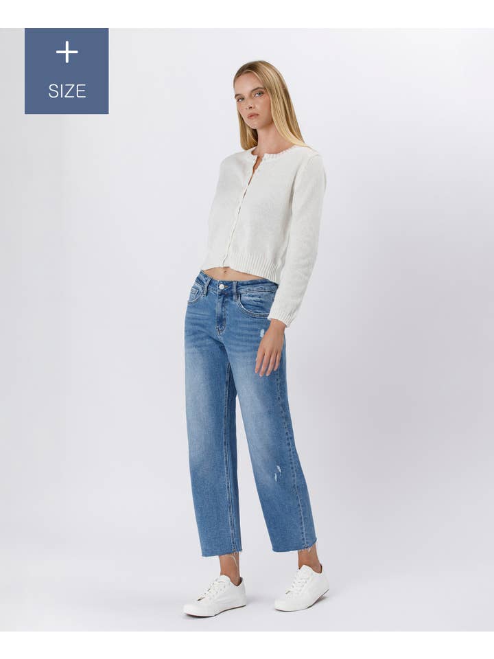 HER POSSESSION PLUS SIZE HIGH RISE MILD BARREL JEANS LV1520-P for wholesale on Faire4