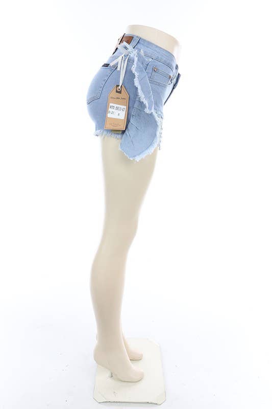 Light Blue Denim Women Shorts Beautiful Ripped Jean Stretches for wholesale on Faire1