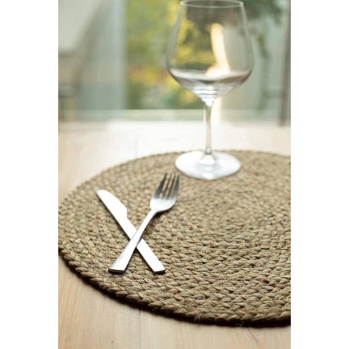 Natural Jute Hand Braided Round Placemats, Set of 4, 15 Inch for wholesale on Faire